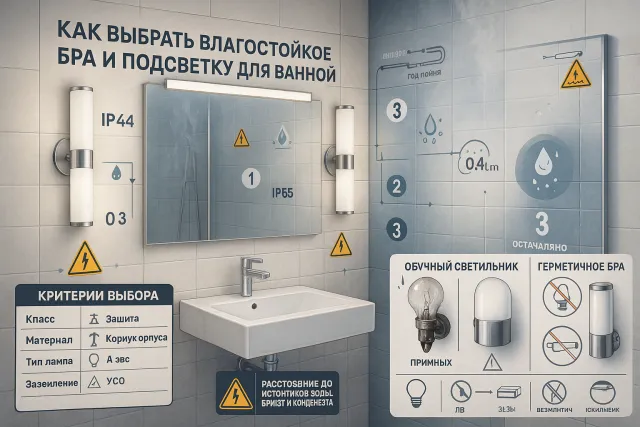 Как выбрать влагостойкое бра и подсветку для ванной: оптимальные решения для настенного освещения и зеркала
